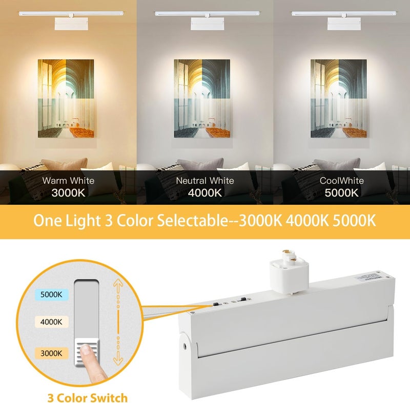 VANoopee 3-Color 3-Wattage Dimmable LED Track Lighting Heads H Type Track Light Heads Modern Ceiling Spotlight Fixtures for Kitchen Wall Art, 3000K 4000K 5000K, Flicker Free 100° CRI90+ White 24W - Image 2